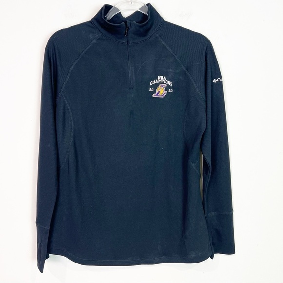 COLUMBIA GOLF BLACK 1/4 ZIP LA LAKERS CHAMPIONS PULLOVER JACKET MEDIUM NEW - Picture 1 of 5